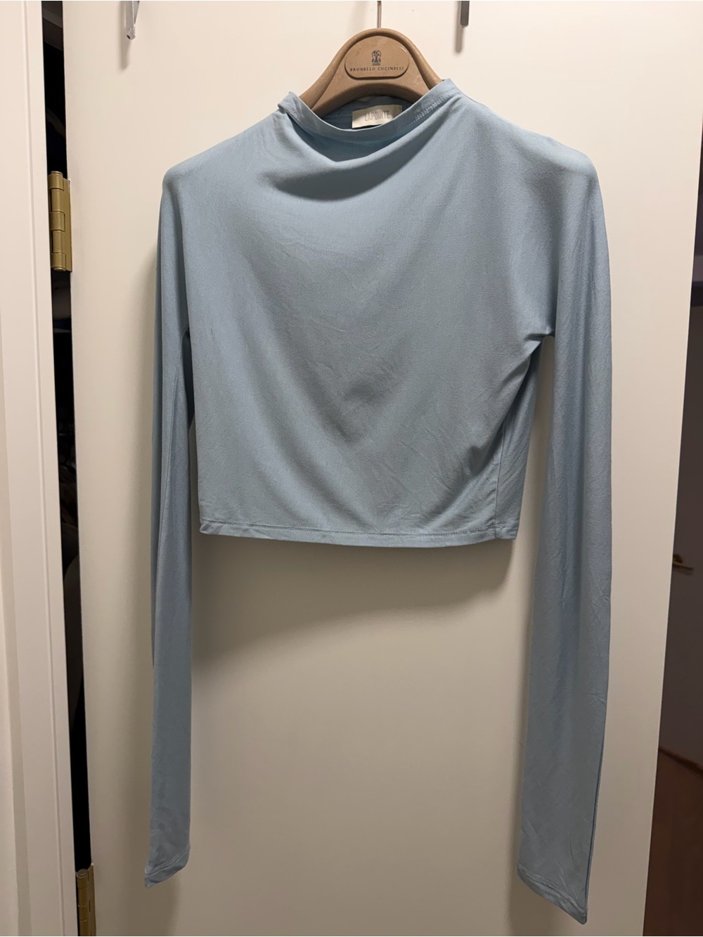 Lapointe Slate Blue Long-Sleeve Crop Top - Sz 2